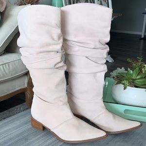 Chinese Laundry “Winner” Slouchy Suede Boots 7.5 Blush